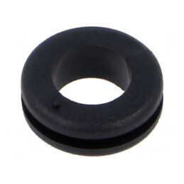 Manșon negru Ø 11mm, Ø orificiu 8mm, grosime panou max. 1,6mm | Electronic-mag.ro | Componente Electronice