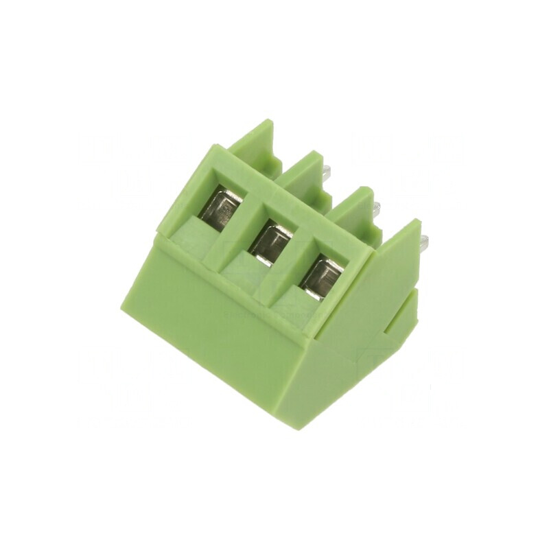 Regletă de conexiuni PCB unghi 45° 5mm, 3 piste, 2,5mm² | Electronic-mag.ro | Componente Electronice