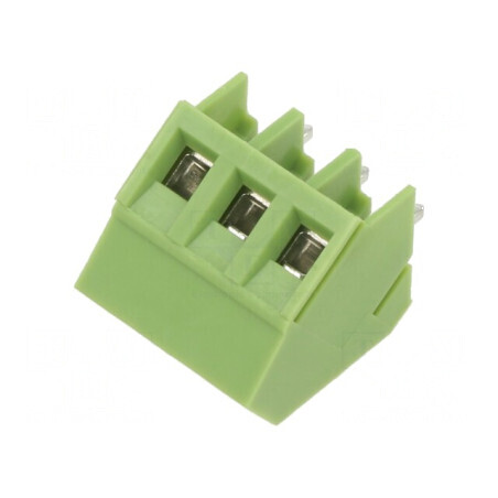 Regletă de conexiuni PCB unghi 45° 5mm, 3 piste, 2,5mm² | Electronic-mag.ro | Componente Electronice