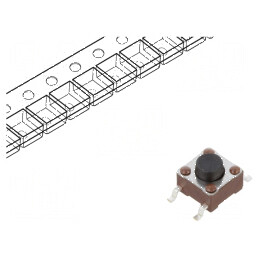 Microîntrerupător TACT SPST-NO 0,05A 24VDC SMT | Electronic-mag.ro | Componente Electronice