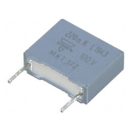 Condensator poliester 220nF 63VAC 100VDC 10mm ±10% THT | Electronic-mag.ro | Componente Electronice