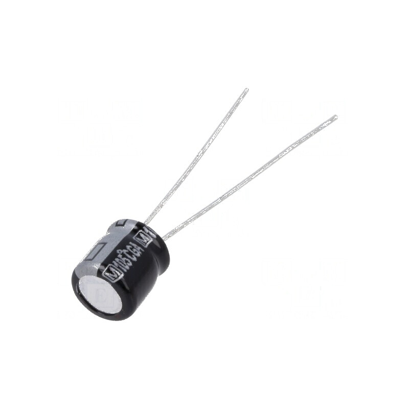 Condensator electrolitic THT 10uF 50VDC Ø6,3x7mm ±20% 1000h | Electronic-mag.ro | Componente Electronice