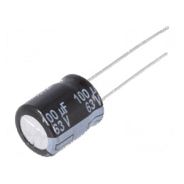 Condensator electrolitic low ESR THT 100uF 63VDC Ø10x12,5mm | Electronic-mag.ro | Componente Electronice