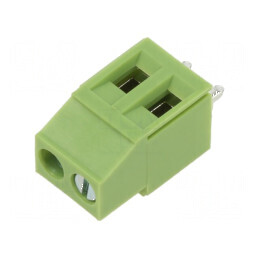 Regletă de conexiuni pentru PCB 90° 5mm 2 piste verde | Electronic-mag.ro | Componente Electronice