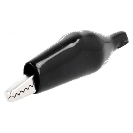 Bornă crocodil 60VDC max. 11mm neagră | Electronic-mag.ro | Componente Electronice