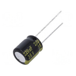 Condensator electrolitic low ESR 220uF 35VDC THT Ø10x12,5mm | Electronic-mag.ro | Componente Electronice