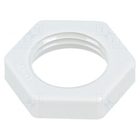 Piuliță M16 poliamidă 5mm Cheie 22mm gri deschis Pas 1,5 | Electronic-mag.ro | Componente Electronice