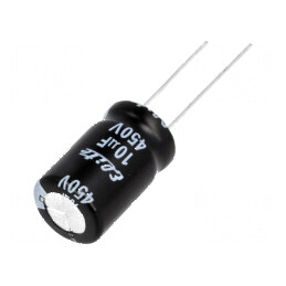 Condensator electrolitic THT 10uF 450VDC 12,5x20mm ±20% | Electronic-mag.ro | Componente Electronice