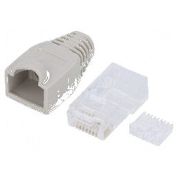 Conector RJ45 Cat 6 neecat cu manșon gri tată, 8 pini | Electronic-mag.ro | Componente Electronice
