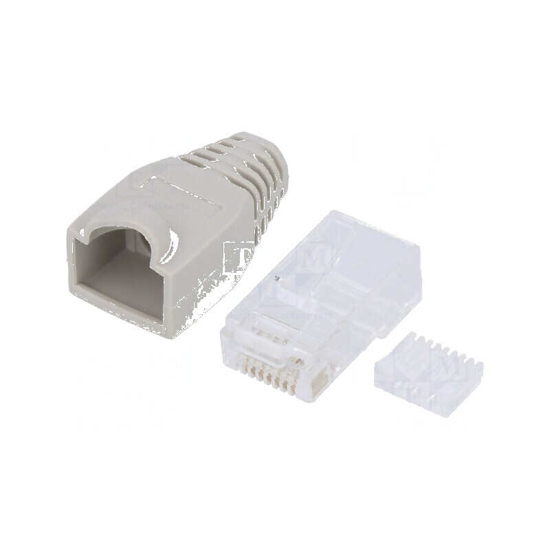 Conector RJ45 Cat 6 neecat cu manșon gri tată, 8 pini | Electronic-mag.ro | Componente Electronice Conector RJ45 Cat 6 neecat cu manșon gri tată, 8 pini | Electronic-mag.ro | Componente Electronice
