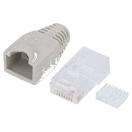 Conector RJ45 Cat 6 neecat cu manșon gri tată, 8 pini | Electronic-mag.ro | Componente Electronice