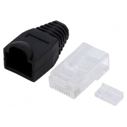 Conector RJ45 Cat 6 neecarat cu manșon negru - mufă PIN 8 | Electronic-mag.ro | Componente Electronice