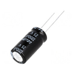 Condensator electrolitic THT 2200uF 25VDC Ø12x25mm ±20% | Electronic-mag.ro | Componente Electronice