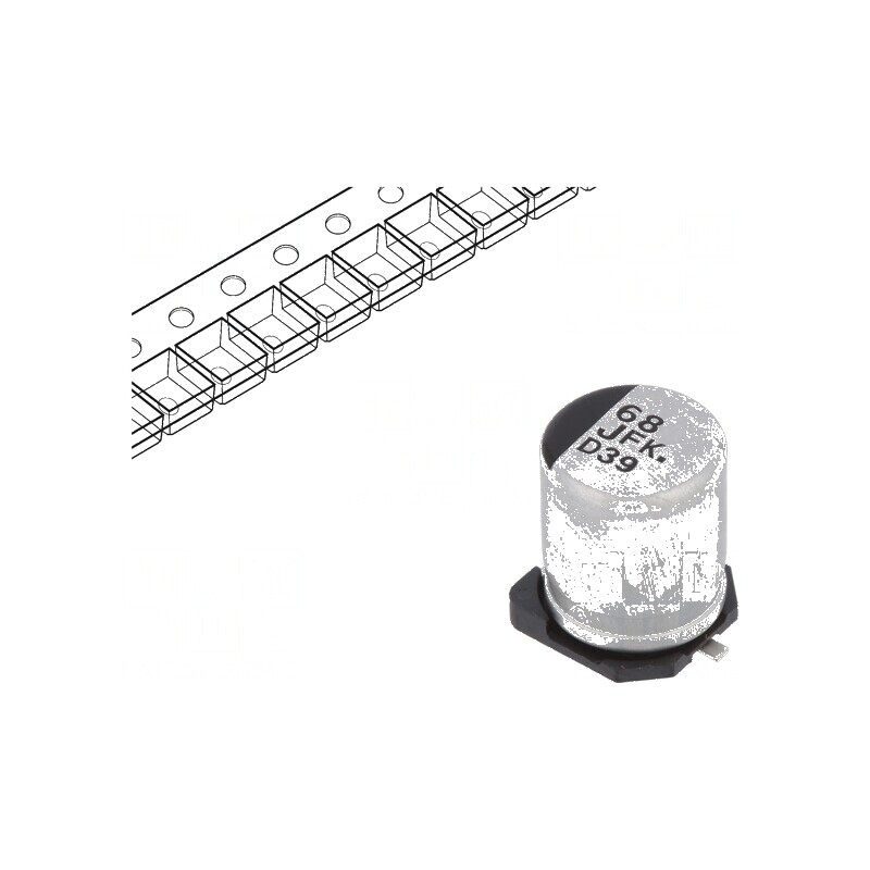 Condensator electrolitic SMD 68uF 63VDC low ESR Ø8x10,2mm | Electronic-mag.ro | Componente Electronice