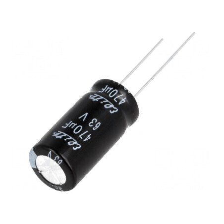Condensator electrolitic THT 470uF 63V 12,5x25mm ±20% | Electronic-mag.ro | Componente Electronice