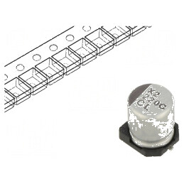 Condensator electrolitic low ESR SMD 220uF 16VDC Ø6,3x7,7mm | Electronic-mag.ro | Componente Electronice