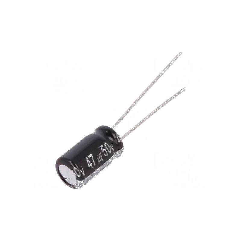 Condensator electrolitic THT 47uF 50VDC Ø6,3x11mm ±20% 5000h | Electronic-mag.ro | Componente Electronice