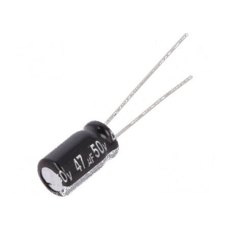Condensator electrolitic THT 47uF 50VDC Ø6,3x11mm ±20% 5000h | Electronic-mag.ro | Componente Electronice