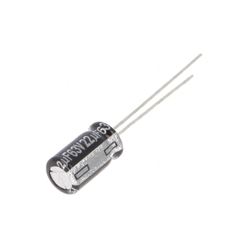 Condensator electrolitic THT 22uF 63V 6.3x11.2mm ±20% | Electronic-mag.ro | Componente Electronice