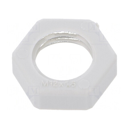 Piuliță M12 poliamidă 5mm Cheie 17mm Gri Deschis Pas 1,5 | Electronic-mag.ro | Componente Electronice