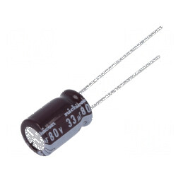 Condensator electrolitic low ESR 33uF 80VDC THT Ø8x11,5mm | Electronic-mag.ro | Componente Electronice