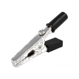 Bornă crocodil neagră 60VDC, prindere max. 15mm | Electronic-mag.ro | Componente Electronice