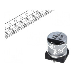 Condensator electrolitic SMD 22uF 16VDC low ESR Ø5x5,8mm | Electronic-mag.ro | Componente Electronice