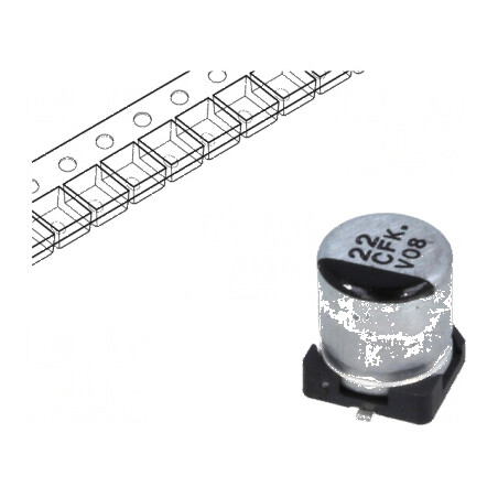 Condensator electrolitic SMD 22uF 16VDC low ESR Ø5x5,8mm | Electronic-mag.ro | Componente Electronice