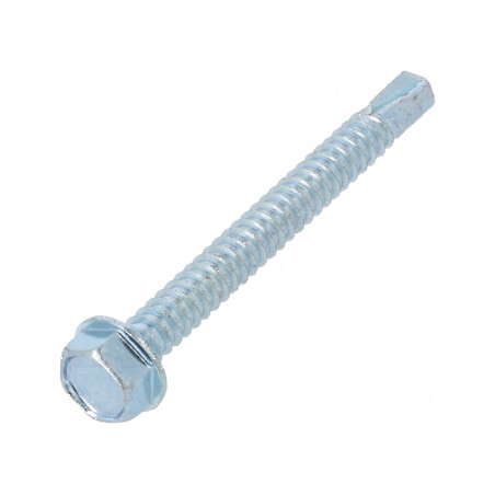 Şurub metal cu flanşă 6,3x60mm, cap hexagonal 10mm, zinc | Electronic-mag.ro | Componente Electronice