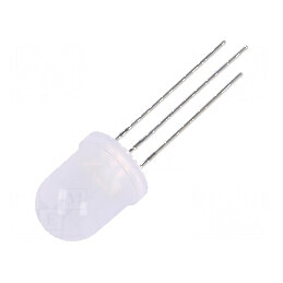 LED 10mm roșie/verde 50° convexă 3 termi | Electronic-mag.ro | Componente Electronice