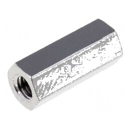 Piuliță distanțieră filet M3 12mm alamă nichelată | Electronic-mag.ro | Componente Electronice