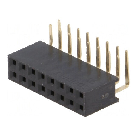 Conector şiruri pini soclu mamă 16 PIN unghi 90° 2,54mm | Electronic-mag.ro | Componente Electronice