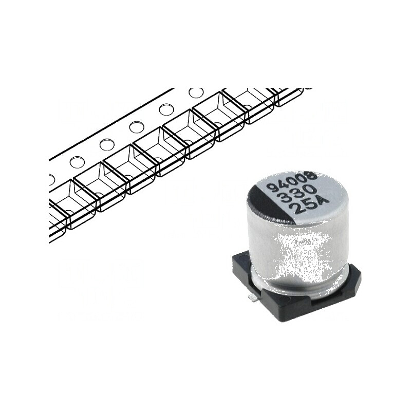 Condensator electrolitic SMD 330uF 25V Ø10x10mm ±20% 5000h | Electronic-mag.ro | Componente Electronice
