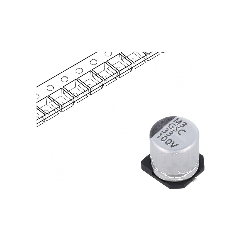 Condensator electrolitic SMD 33uF 100VDC ±20% -55÷105°C | Electronic-mag.ro | Componente Electronice Condensator electrolitic SMD 33uF 100VDC ±20% -55÷105°C | Electronic-mag.ro | Componente Electronice