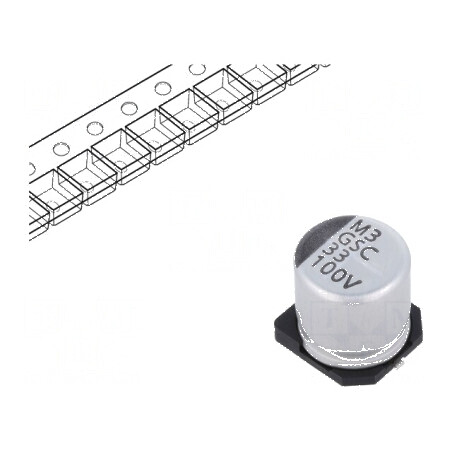 Condensator electrolitic SMD 33uF 100VDC ±20% -55÷105°C | Electronic-mag.ro | Componente Electronice