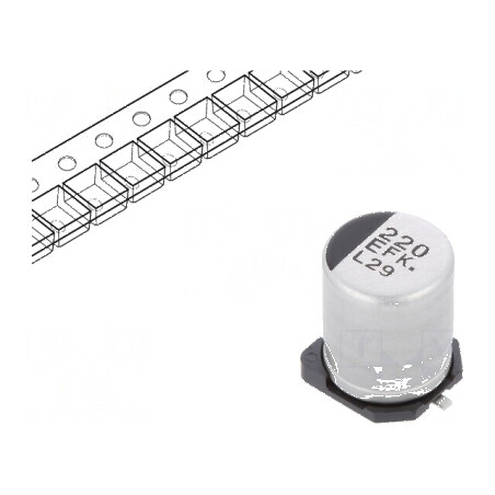 Condensator electrolitic low ESR SMD 220uF 25V Ø8x10,2mm | Electronic-mag.ro | Componente Electronice