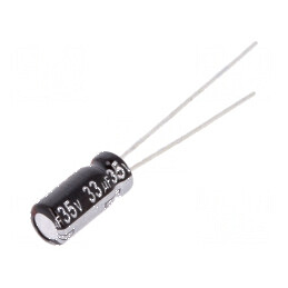 Condensator electrolitic THT 33uF 35VDC Ø5x11mm 2mm Raster | Electronic-mag.ro | Componente Electronice