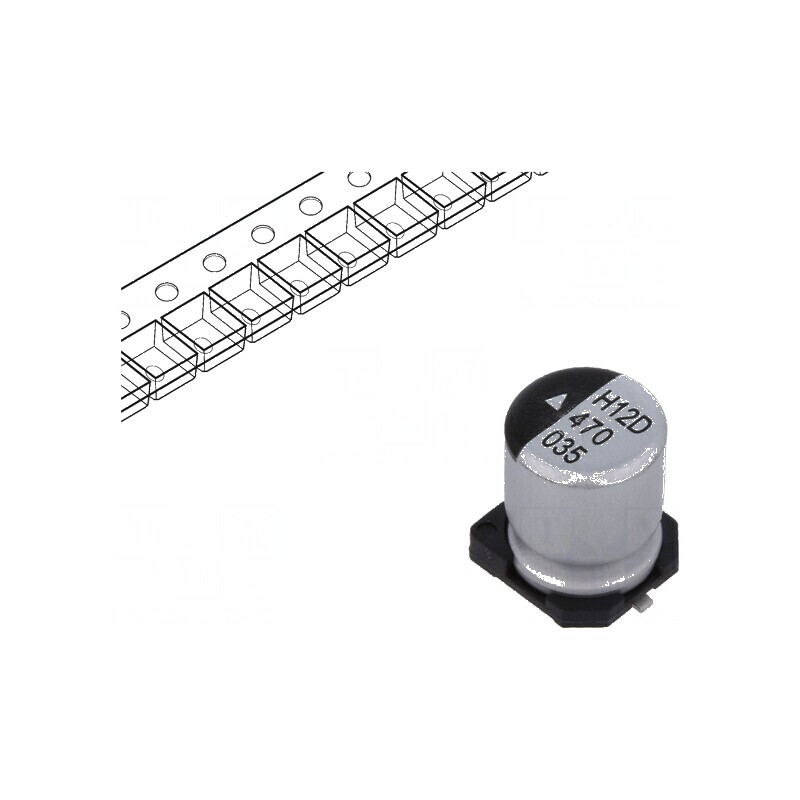 Condensator electrolitic SMD 47uF 35VDC Ø6,3x8mm 1000h 110mA | Electronic-mag.ro | Componente Electronice Condensator electrolitic SMD 47uF 35VDC Ø6,3x8mm 1000h 110mA | Electronic-mag.ro | Componente Electronice