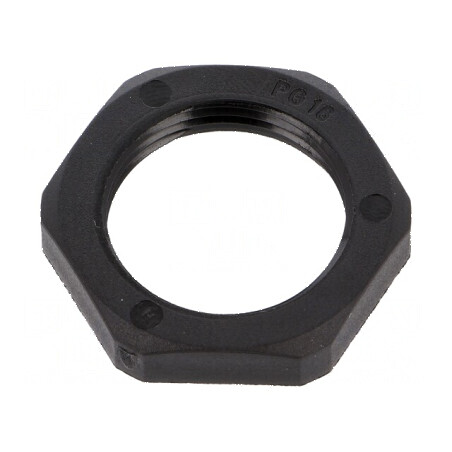 Piuliță PG16 poliamidă 6mm, Cheie 30mm, Neagră, -40÷100°C | Electronic-mag.ro | Componente Electronice
