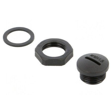 Capac de protecţie M16 1,5 poliamidă neagră cu filet metric | Electronic-mag.ro | Componente Electronice