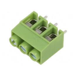 Regletă de conexiuni PCB 90° 5mm 3 piste verde | Electronic-mag.ro | Componente Electronice