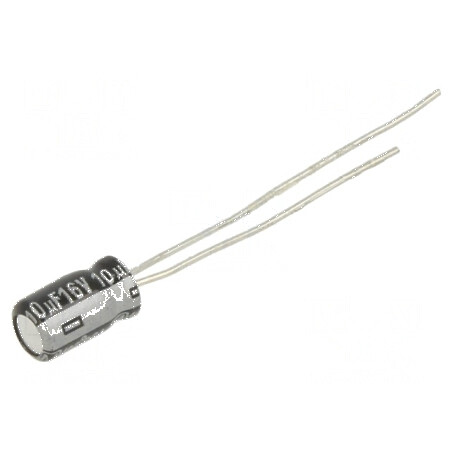 Condensator electrolitic THT 10uF 16VDC 4x7mm 2,5mm Raster | Electronic-mag.ro | Componente Electronice