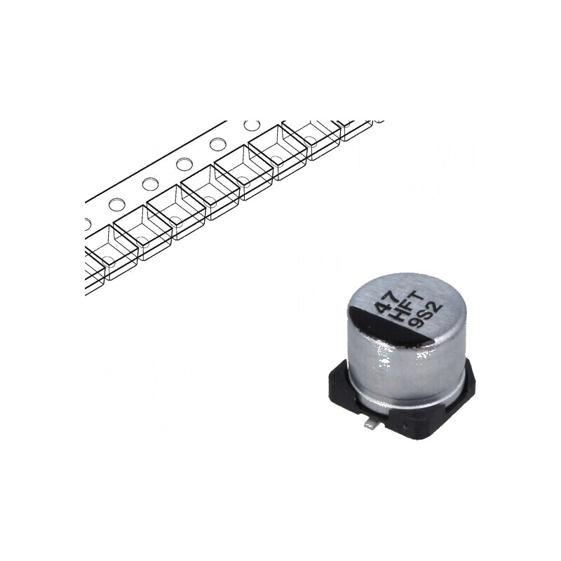 Condensator electrolitic low ESR SMD 47uF 50VDC Ø6,3x5,8mm | Electronic-mag.ro | Componente Electronice