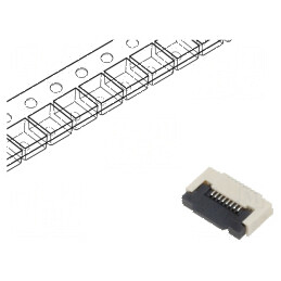 Conector FFC/FPC orizontal PIN 8 ZIF SMT 50V 0,4A cositorit | Electronic-mag.ro | Componente Electronice