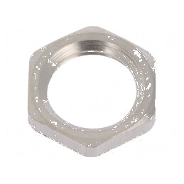 Piuliță M12 din alamă nichelată, 2,8mm grosime, cheie 15mm, filet metric | Electronic-mag.ro | Componente Electronice
