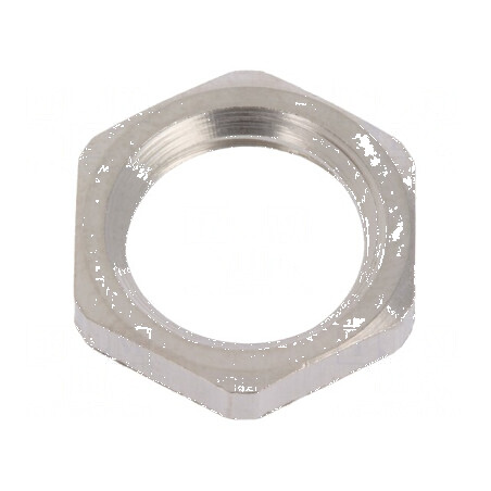 Piuliță M12 din alamă nichelată, 2,8mm grosime, cheie 15mm, filet metric | Electronic-mag.ro | Componente Electronice