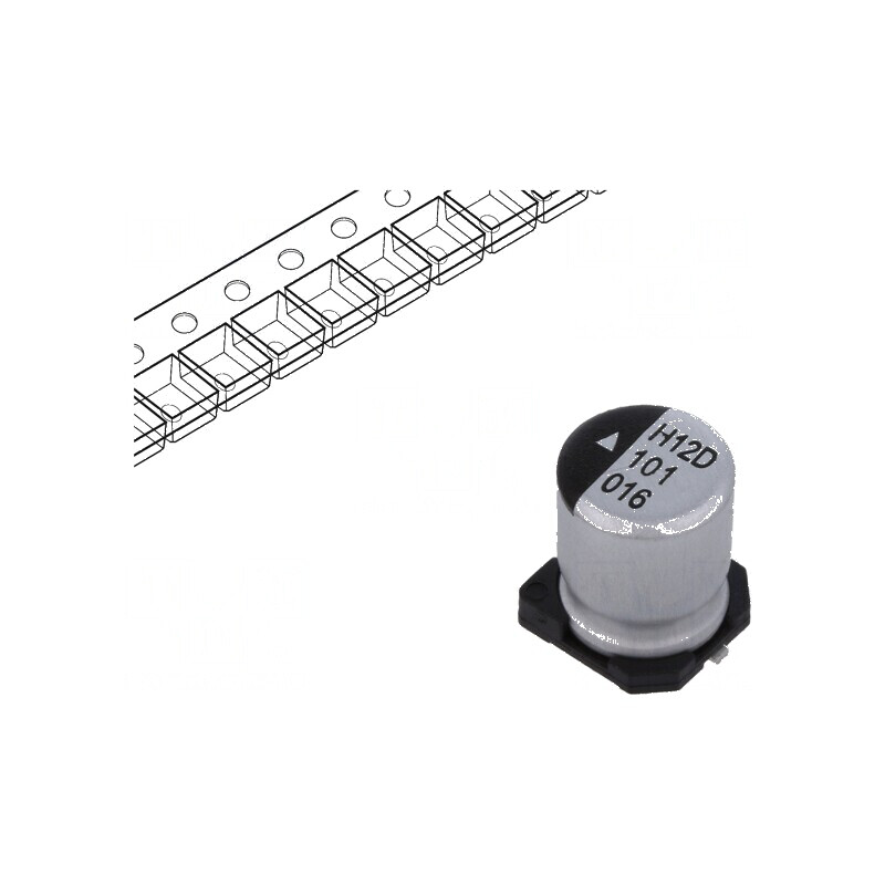 Condensator electrolitic SMD 100uF 16V 6.3x8mm 1000h | Electronic-mag.ro | Componente Electronice Condensator electrolitic SMD 100uF 16V 6.3x8mm 1000h | Electronic-mag.ro | Componente Electronice