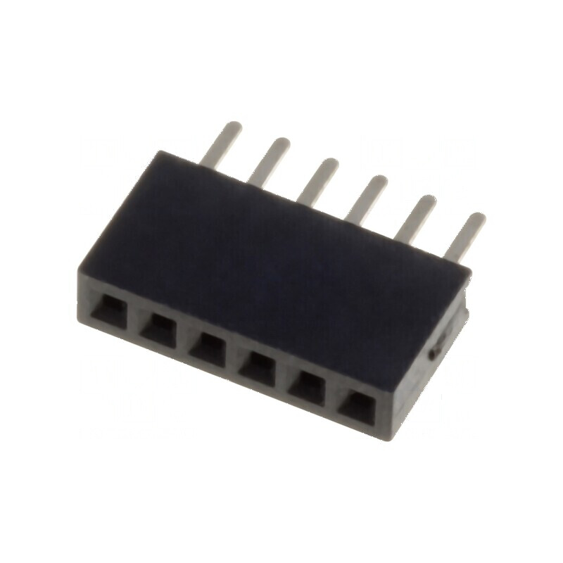 Conector şiruri pini soclu mamă 1x6 PIN 6 drept 1,27mm THT | Electronic-mag.ro | Componente Electronice