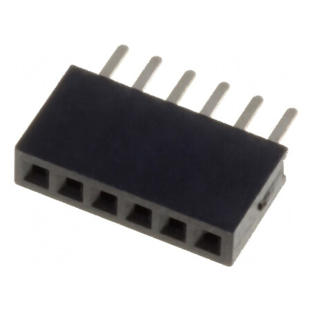 Conector şiruri pini soclu mamă 1x6 PIN 6 drept 1,27mm THT | Electronic-mag.ro | Componente Electronice