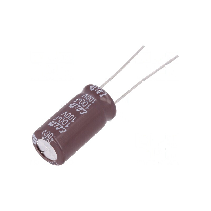 Condensator electrolitic low ESR 100uF 100VDC THT Ø10x20mm | Electronic-mag.ro | Componente Electronice Condensator electrolitic low ESR 100uF 100VDC THT Ø10x20mm | Electronic-mag.ro | Componente Electronice